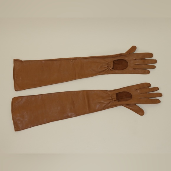 ‼️SALE‼️Prada Tan Over the Elbow Brown Cognac Leather Long Gloves - Picture 8 of 10